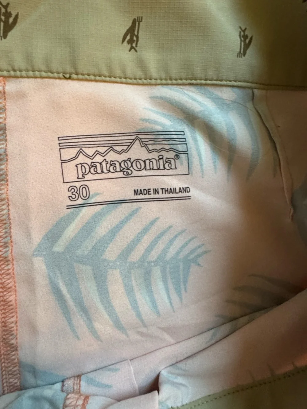 Patagonia Men’s Board Shorts Size 30 Orange Fish Skeleton Print Swim Trunks